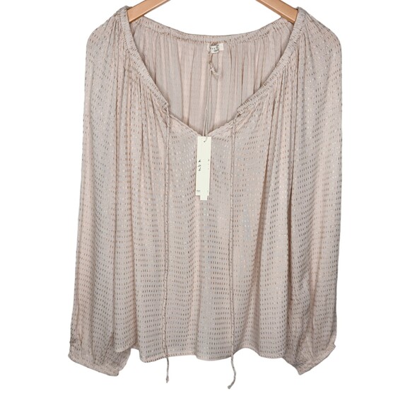 LOVESTITCH relaxed flowy blouse gold threading exaggerated sleeve size S/M - Picture 6 of 12